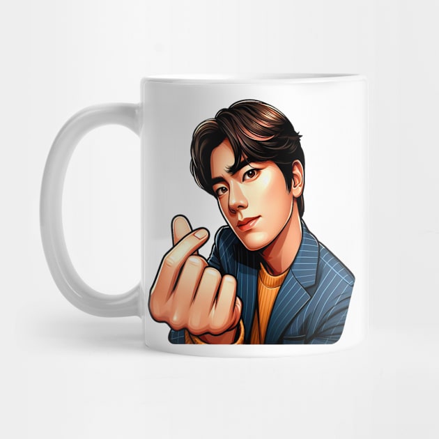 Cool Guy Korean Finger Hearts Kpop by Plushism